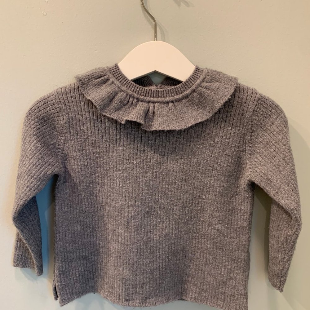 Zara Baby - Gray Ruffle Sweater - 9-12 months